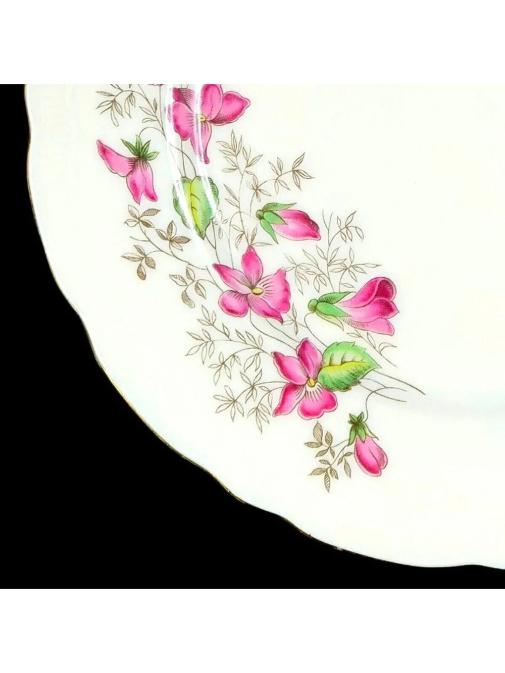 Gebruder Benedikt Wild Flower Set of 4 Bread & Butter Plates Czechoslovakia